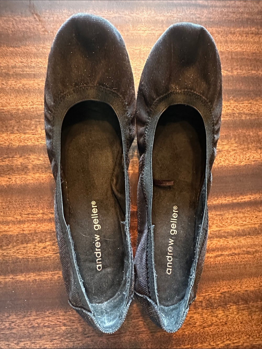 Andrew Geller Black Shimmer Slip-On Ballet Flats